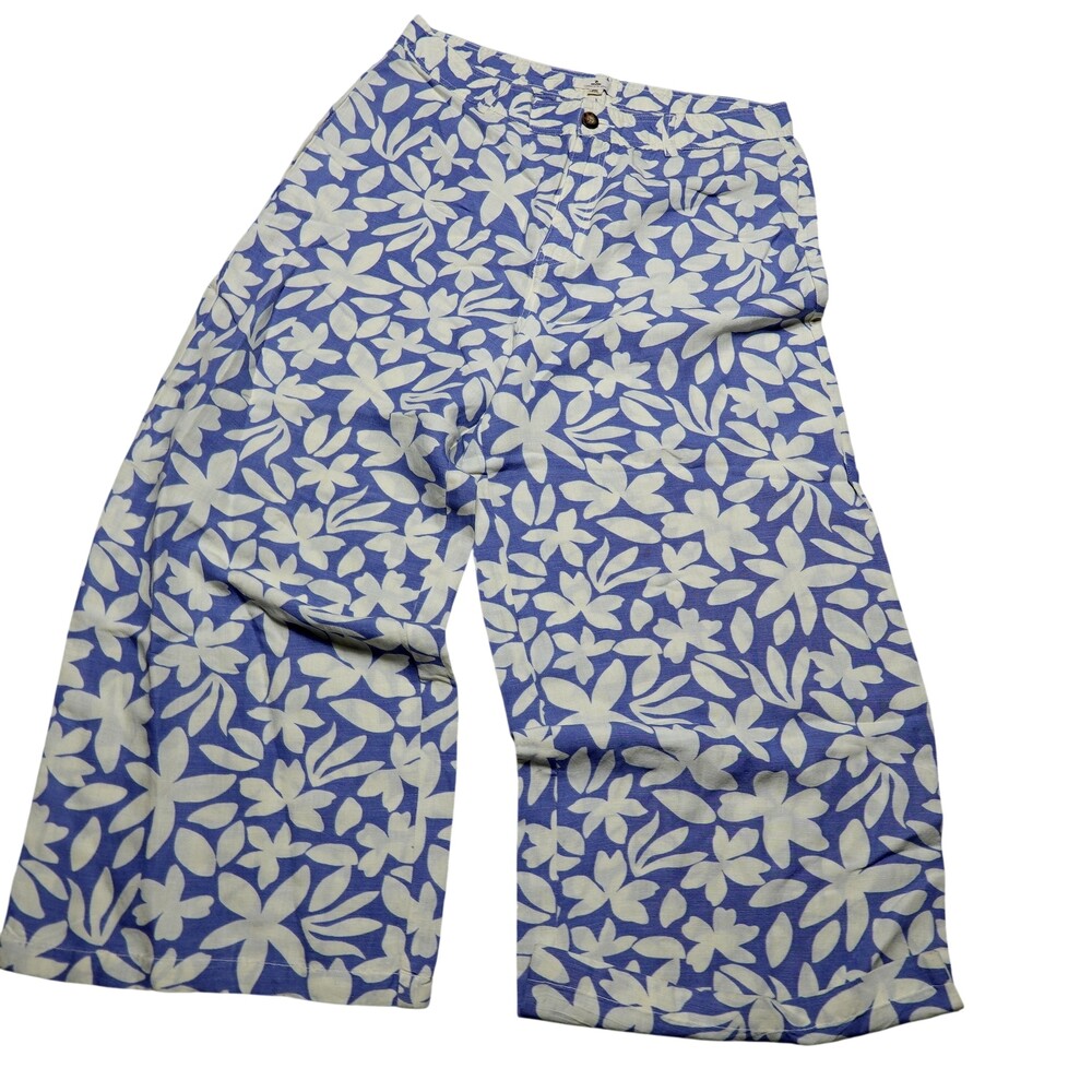 Rip Curl Pants Womens 40x29 Blue Tropical Floral Linen Chino 2XL Relaxed Fit